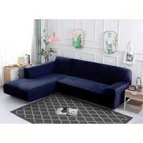 Topchances Thick Plush Sofa Covers for Sectional sofa L-shape Couch, 2pcs Polyester Fabric Stretch Slipcovers 3 seater(74"-90")    3 seater(74"-90")  with 2pcs Pillow Covers