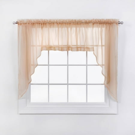 Elegance Sheer Voile Swag Curtain Pair Walmart Com