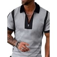 thumbnail image 3 of DYMADE Men Casual Zipper Lapel Short Sleeve Shirt And Shorts 2PCs Set, 3 of 4
