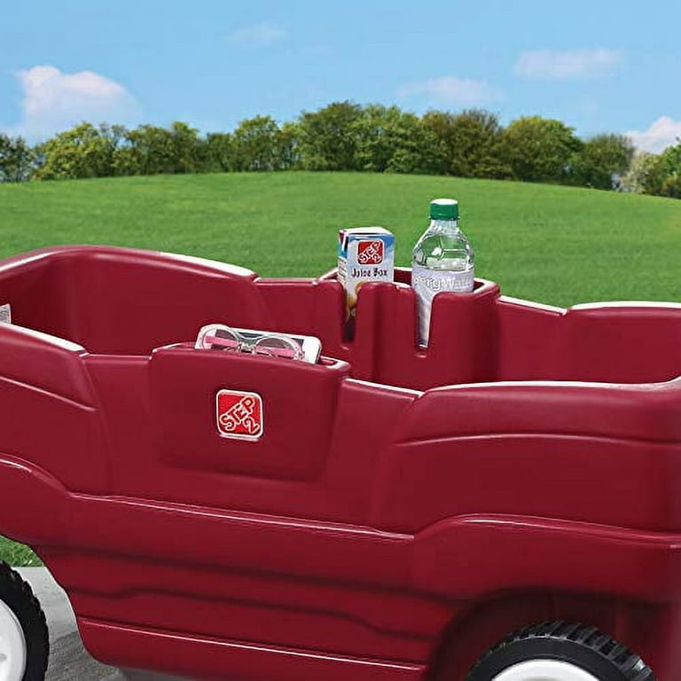 Step2 Red Plastic Two-Seater Toddler Wagon with Safety Belts and Step2 Red Plastic Two-Seater Toddler Wagon with Safety Belts and