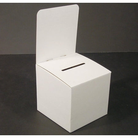 Set of 10, Large Suggestion Box with Removable Header, Cardboard Ballot Box for Tabletop Use, White