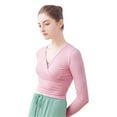 thumbnail image 2 of Woman Ballet Jacket Dance Top Wrap Knitted V Neck Long Sleeve Dance Shirt Ballet Tops Training Tops Dance Costumes, 2 of 7