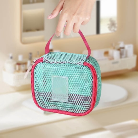 Cosmetic Bag Lightweight Mesh Makeup Organizer, Travel Toiletry Pouch for Women, Portable Storage, Zipper Design Accessory