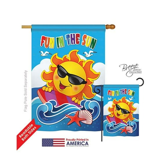Breeze Decor 06069 Summer Fun in the Sun 2-Sided Vertical Impression House Flag - 28 x 40 in.