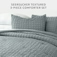 thumbnail image 5 of Noble Linens 3 Piece Seersucker Textured All Season Down-Alternative Comforter Set, Light Blue, Full/Queen, 5 of 15
