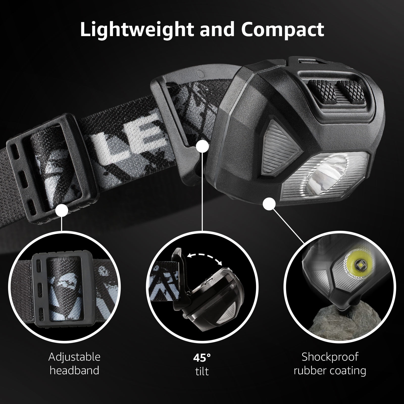 Lepro 2-Pack Battery-Powered Head lamp, 1300 Lux Super Bright with Adjustable Headband, 6 Modes including Red Light, IPX4 Waterproof Suitable for Camping and Outdoor Activities