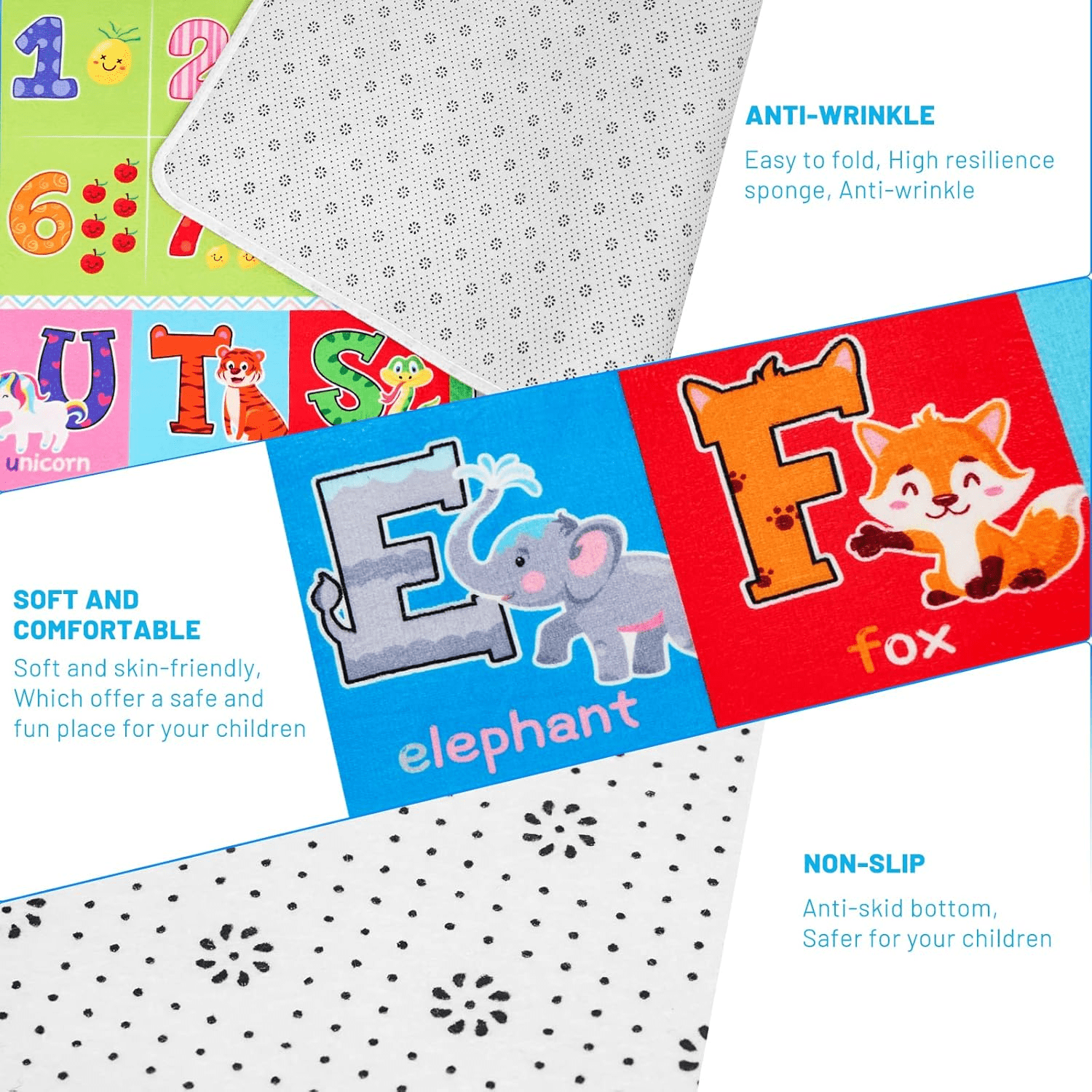 AKASISRUG Kids Play Rug for Playroom, Kids Play Mat ABC Educational Area Rug, Toddler Baby Playroom Mat, Alphabet Animal Soft Non-Slip Kids Rug Carpet for Boy Girl Bedroom