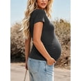 thumbnail image 4 of Women's Short Sleeve Maternity Shirt Side Ruched Pregnancy Tunic T-Shirt 3-Pack, 4 of 6