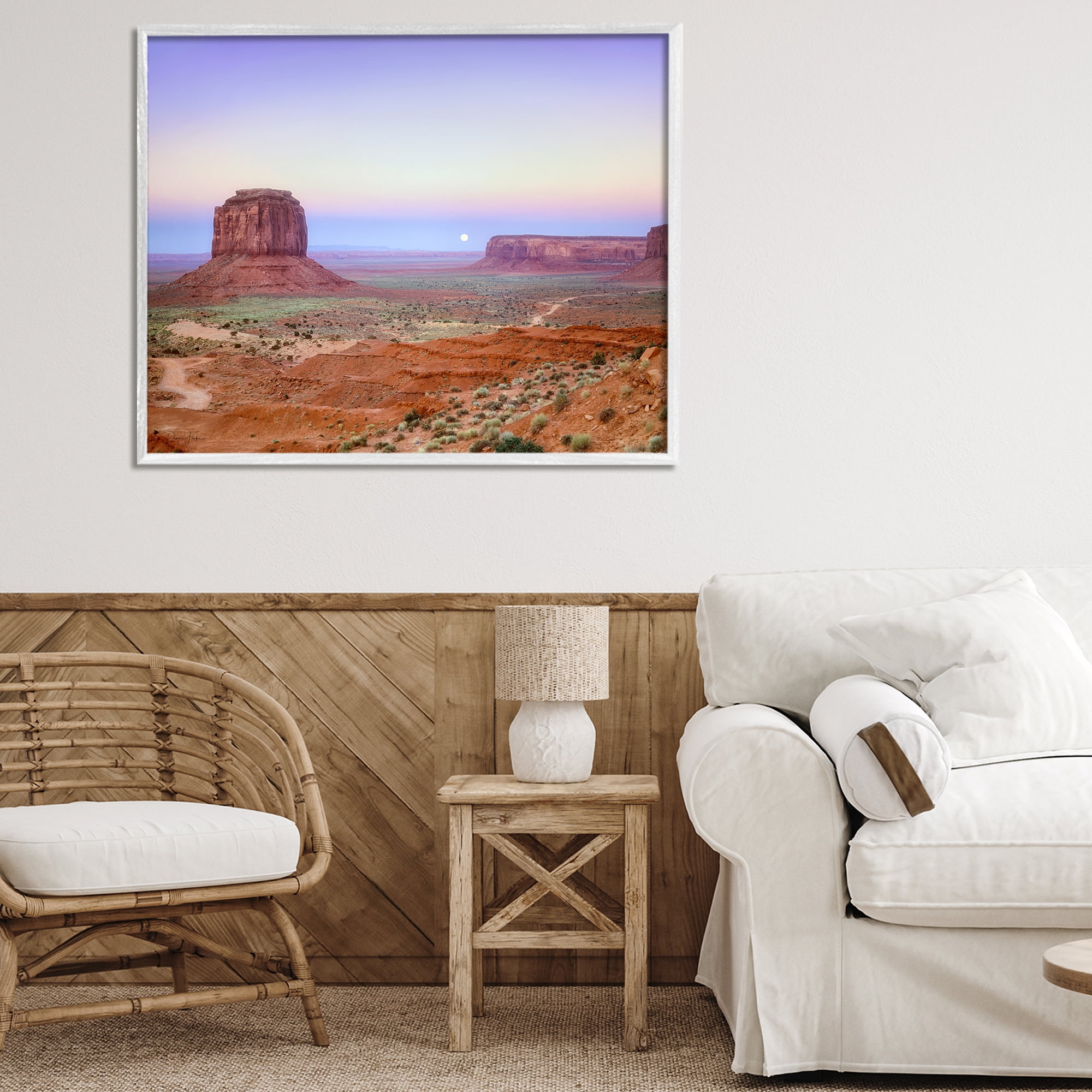 Stupell Industries Moonrise Over Monument Valley White Framed Giclee Art, design by Dennis Frates