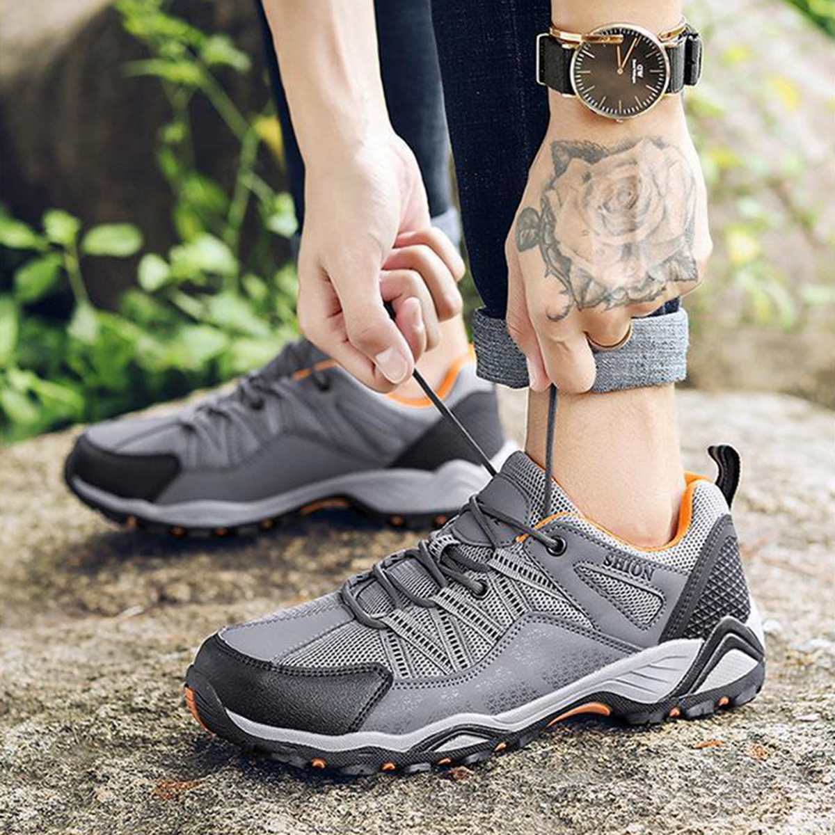 AUXDIQ Hiking Shoes Mens Waterproof Mountain Trekking Shoes Women Breathable Walking Shoes Outdoor Sports Winter Boots