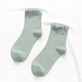 thumbnail image 3 of AVRNLIQ Womens Green Gingham Ruffled Crew Socks, Soft Breathable Knit, One Size, 3 of 4