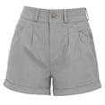 thumbnail image 6 of Womens Yoga Shorts with Pockets New Summer Shorts for Women High Waist Pleated Button Zipper Loose Shorts Classic Rolled Hem Bottoms with Pockets Gray XXL, 6 of 7
