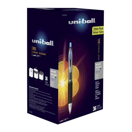 uni-ball 207 Retractable Gel Pens, Medium Point, Blue, Box of 36