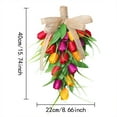 thumbnail image 3 of Cadancy Artificial Tulips Teardrop Swag with Burlap Bows Greenery Farmhouse Front Door Spring Home Decor Porch Wall Fireplace Decorative Wreath, 3 of 6