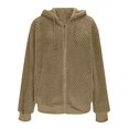 thumbnail image 6 of Women's Winter Fleece Jacket Zip Up Hooded Sherpa Fuzzy Coat Solid with Pockets Warm Fluffy Outerwear, 6 of 6