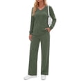 thumbnail image 3 of Fantaslook Two Piece Lounge Sets for Women Vacation Travel Fall Outfits V Neck Tops Wide Leg Pants Matching Sets Women Clothing, 3 of 9
