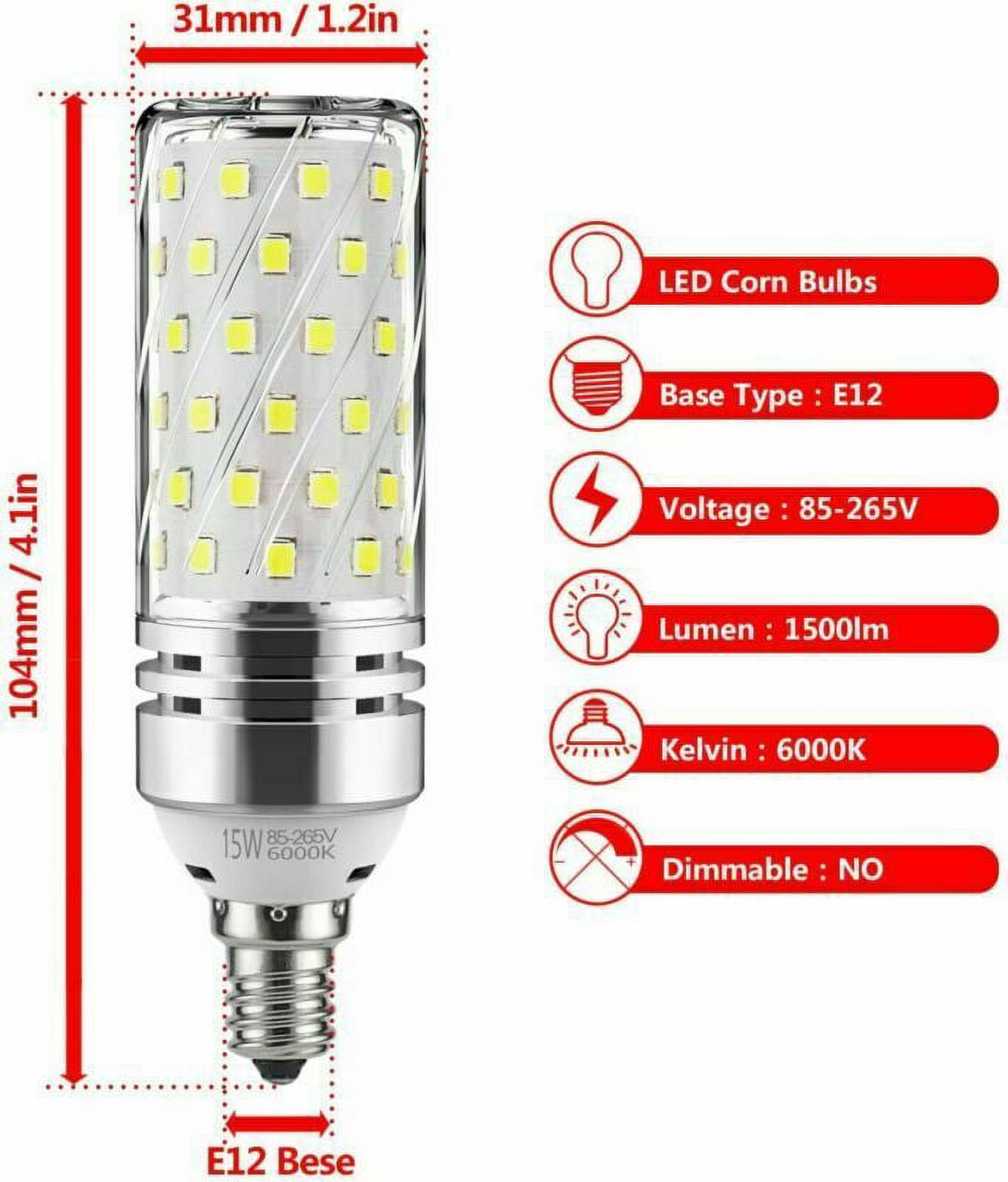 LNKOO 3x E12 LED Corn Bulbs 12W LED 1500LM Candelabra Light Bulbs Daylight White 6000K(Equivalent to 100W Halogen Lamp Replacement)