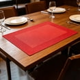 thumbnail image 4 of Vinyl Faux Leather Placemats,17.72x11.81 Inches Waterproof Heat Resistant Table Place Mats,Oil-proof Wipeable Table Mats for Kitchen Dining Party Holiday Indoor Outdoor,Red, 4 of 6