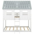 thumbnail image 3 of Euroco Twin over Twin Low Bunk Bed with Roof and Guardrail for Kids Room, White, 3 of 13