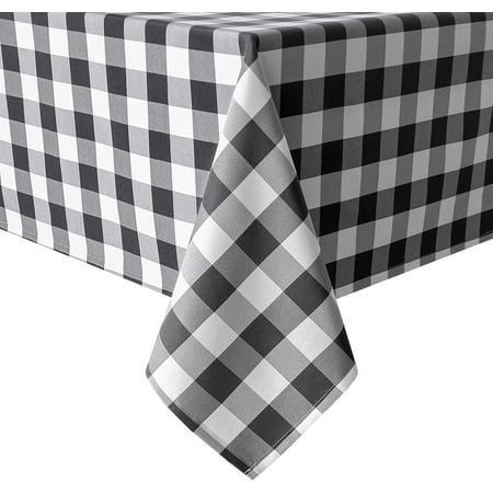 

Lumumanber 60 x 120 Inch Checkered Tablecloth Rectangle - Stain Resistant Spillproof and Washable Gingham Table Cloth for Outdoor Picnic Kitchen and Holiday Dinner Black and White