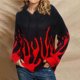thumbnail image 2 of Sudaderas de manga larga con capucha y estampado de llama informal con cuello en V para mujer Pompotops gfhjh11984, 2 of 4