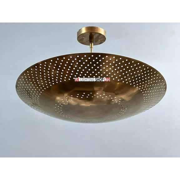 6 Light Perforerad Ceiling Flushmount Light | Pendant Mid Century Modern | Raw Brass Sputnik Chandelier light Fixture