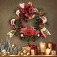 thumbnail image 2 of Truck Christmas Wreath for Front Door Outside, Vintage Buffalo Plaid Red Truck Wreath, Pinecone Farmhouse Wreath Rustic Autumn Thanksgiving Wreath, 2 of 9