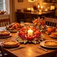 thumbnail image 6 of Halloween Mini Fall Pumpkin Wreath, Candle Ring with Maple Berry Pinecone for Table, Harvest, Thanksgiving Decor, 6 of 6