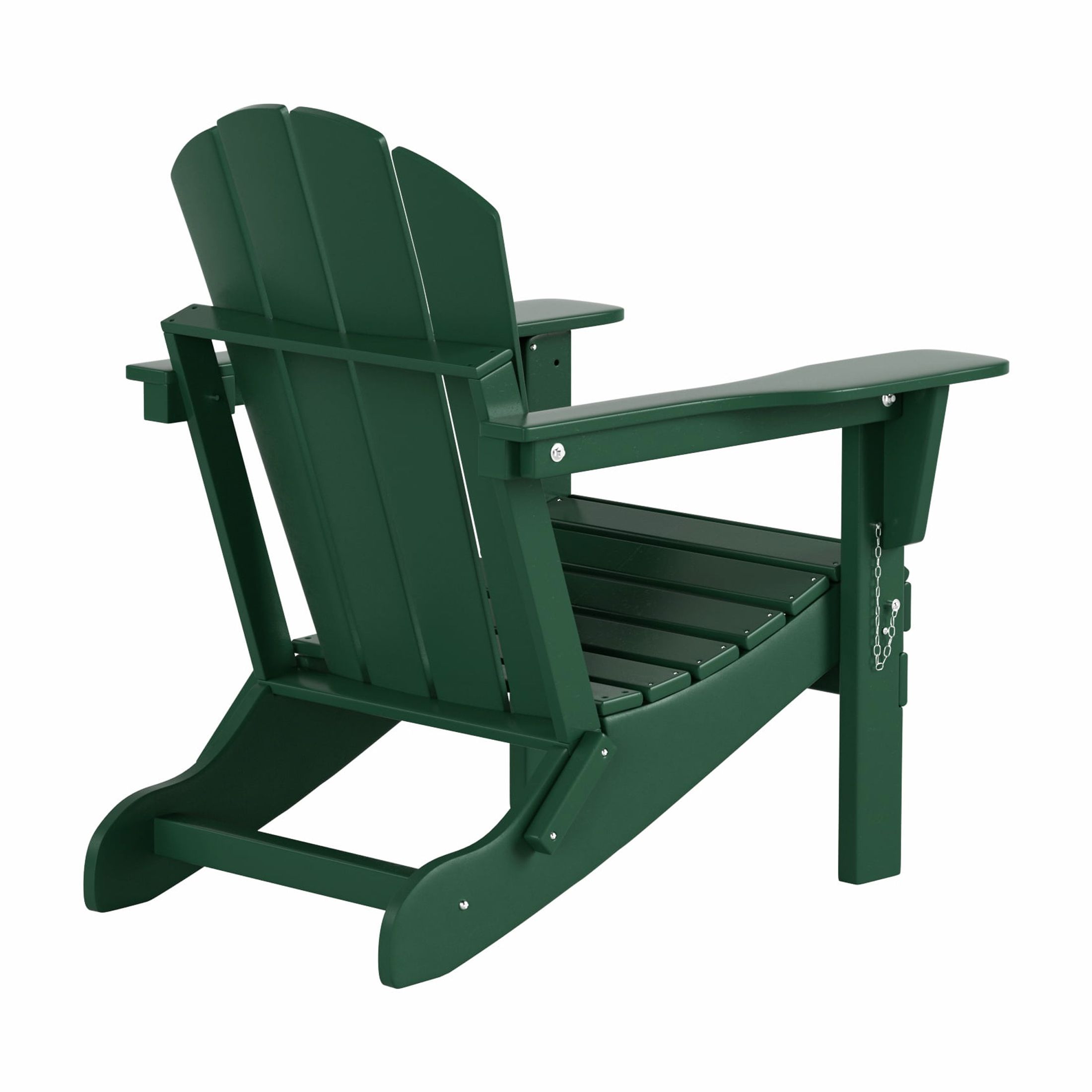 WestinTrends Malibu Outdoor Lounge Chair, 2-Pieces Adirondack Chair Set with Ottoman, All Weather Poly Lumber Patio Lawn Folding Chairs for Outside Pool Garden Backyard Beach, Dark Green