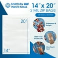 thumbnail image 2 of Spartan Industrial - 14” X 20” (100 Count) 2 Mil Clear Reclosable Zip Plastic Poly Bags with Resealable Lock Seal Zipper, 2 of 7
