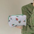 thumbnail image 1 of Bolso De Cosméticos Bolso de cosméticos coreana, de maquillaje acolchada floral, bolsos de mano para artículos diversos para mujer (verde), 1 of 5