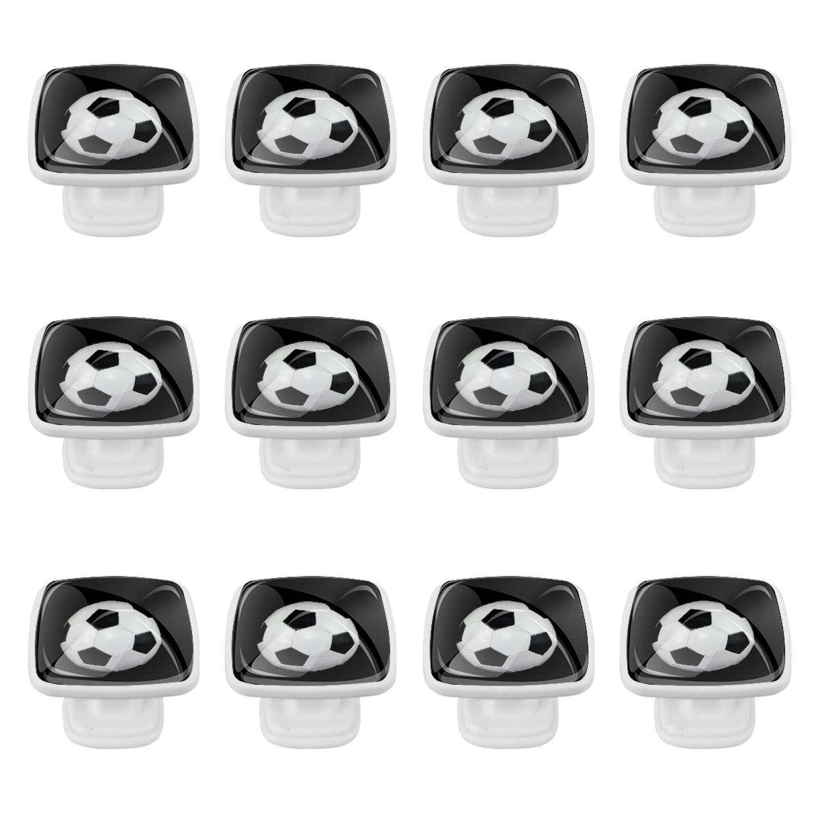 Ownta Square 12 Pcs Soccer Ball Football Black Door Knobs with