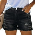 thumbnail image 2 of FUNUONY Jean Shorts Womens High Waisted Stretchy Mom Two Buttons Frayed Raw Hem Ripped Denim Shorts Distressed Shorts for Women Denim Pants Womens Jeans Spring Break Fashion Beach Vacation Clothes Su, 2 of 6