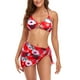 thumbnail image 2 of Traje de baño Conjunto de parte inferior de bikini con top halter encantador y transpirable Lazos en la espalda Conjunto de 3 piezas Estampado floral para mujeres para vacaciones ANGGREK  Otros, 2 of 6