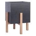 thumbnail image 3 of SAFAVIEH Anston Modern Glam Square Patio Planter with Stand, Natural/Black, 3 of 7