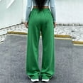 thumbnail image 3 of WULMLEO Women’s Elastic Gathered High Waist Wide Leg Sweatpants, No Drawstring Loose Full Length Straight Palazzo Casual Lounge Athletic Trousers Green S, 3 of 3
