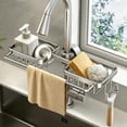 thumbnail image 2 of BZPIZ Kitchen Sink Faucet Organizer, Double Side Sponge Holder Over Faucet with Hook & Dishcloth Rod for Home Kitchen Bathroom Silver, 2 of 6