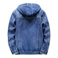 thumbnail image 4 of Mens Denim Jacket Lined Denim Jacket Contemporary Thick Warm Hooded Long Sleeve Mens Jean Jacket Blue XXXL, 4 of 7