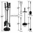 thumbnail image 2 of Black Fireplace Tools Set with Holder, 5-Pc Wrought Iron Fireplace Companion Including Poker, Shovel & Brush, 2 of 6
