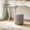 Gray, variant on Leovanni 15 in Round Ottoman with Gold Trim and Stainless Steel Base, Vanity Stool Chair, Small Foot Stool for Bedroom, Living Room, Entryway
