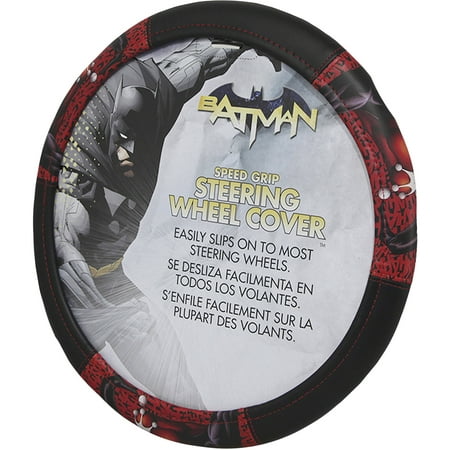 Plasticolor Warner Bros. Harley Quinn Ha Ha Speed Grip Steering Wheel Cover, Black & Red
