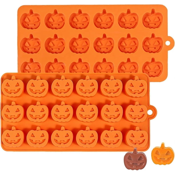 Halloween Pumpkin Chocolate Mold, 2 Pcs Pumpkin Candy Silicone Molds for Cake Decoration, Cupcakes, Jelly, Cookies, Orange