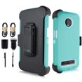 thumbnail image 1 of VALUE PACK + For Motorola Moto Z3/Z3 Play Holster Hybrid Layers Shock Resistant Design Protective Phone Case with Built-in Screen Protector and Kickstand (Teal), 1 of 4