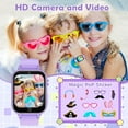 thumbnail image 3 of Reloj inteligente Luyiilo para niños con 26 juegos de rompecabezas, cámara HD, color morado, 3 of 7