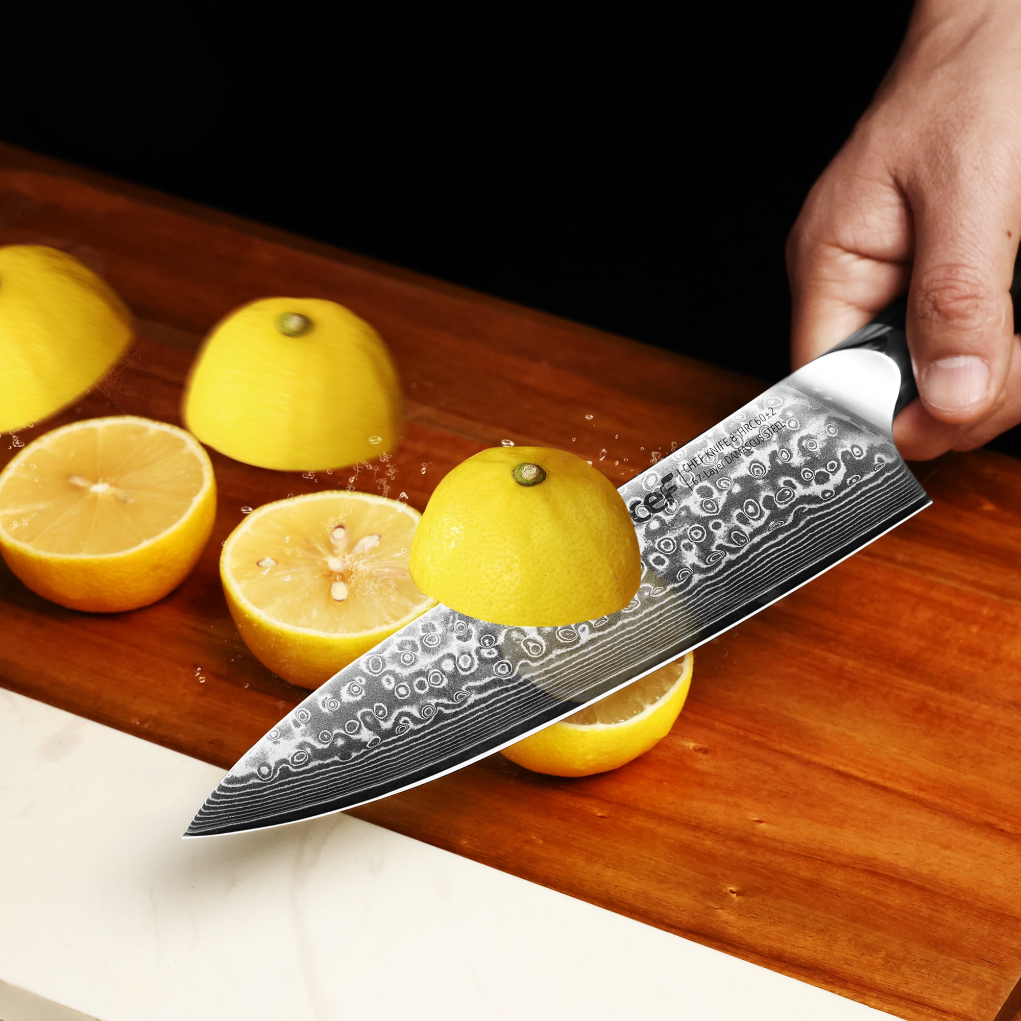 Hecef 8-Inch Damascus Steel Chef Knife, VG10 Professional Kitchen Knife