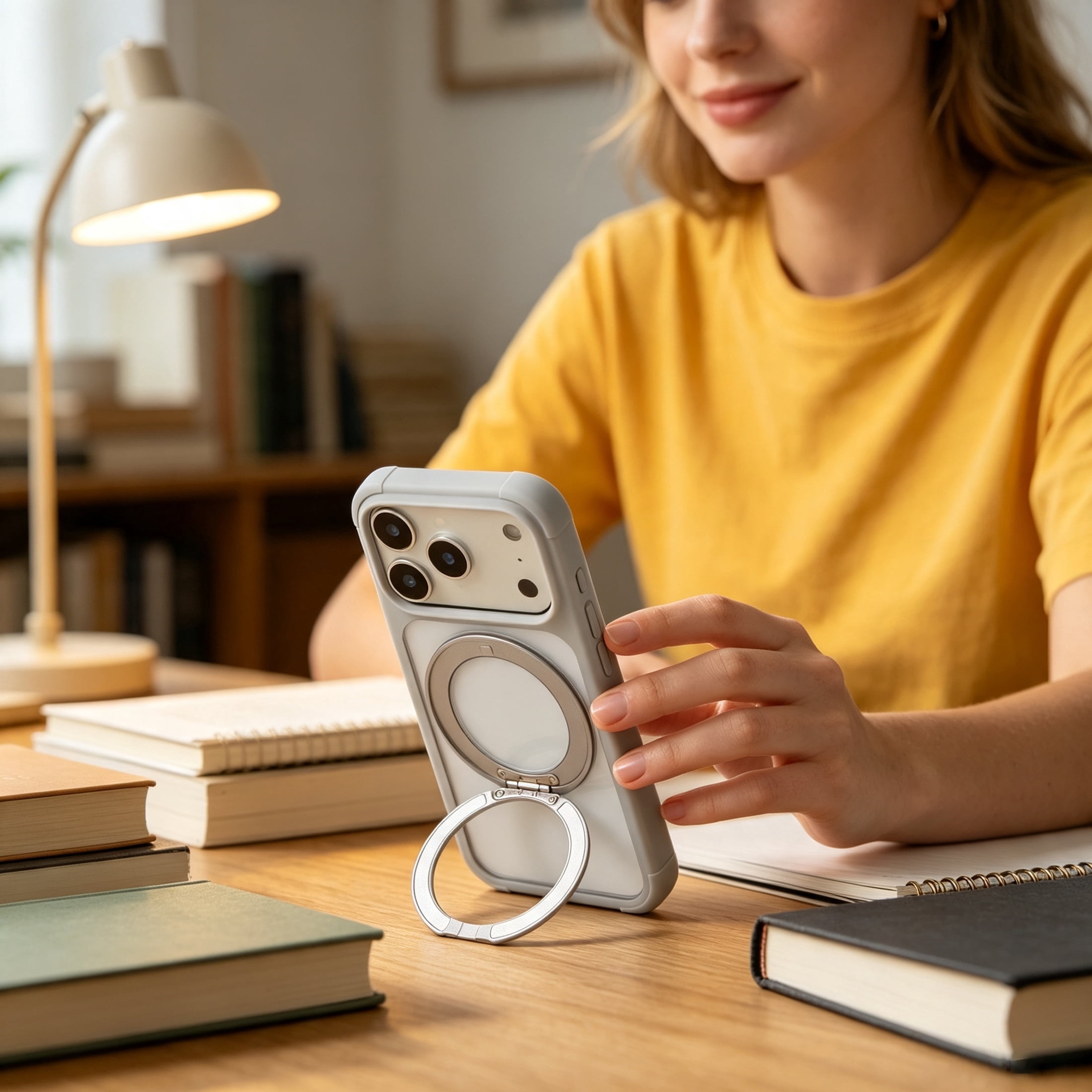 onn iPhone 18 Pro and iPhone 17 Pro Bumper Phone Case with MagSafe & 360° Ring Kickstand, Clear