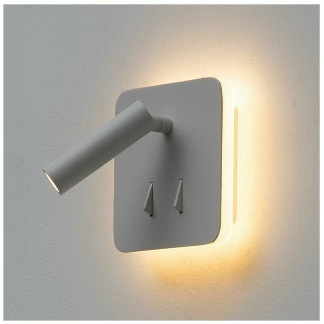 Lámpara de pared con diseño de protección ocular y función de regulación continua, ideal para rincones de lectura acogedores.
