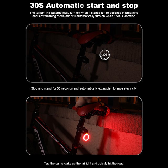 Luz trasera de bicicleta con sensor de freno inteligente luz trasera de encendido/apagado automático para conducción nocturna