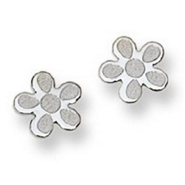Boucles d'Oreilles Clous pour Bébé à Motif Floral en Or Blanc 14 K