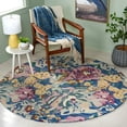 thumbnail image 2 of SAFAVIEH Blossom Jaylen Floral Area Rug, Light Blue/Plum, 6' x 6' Round, 2 of 7